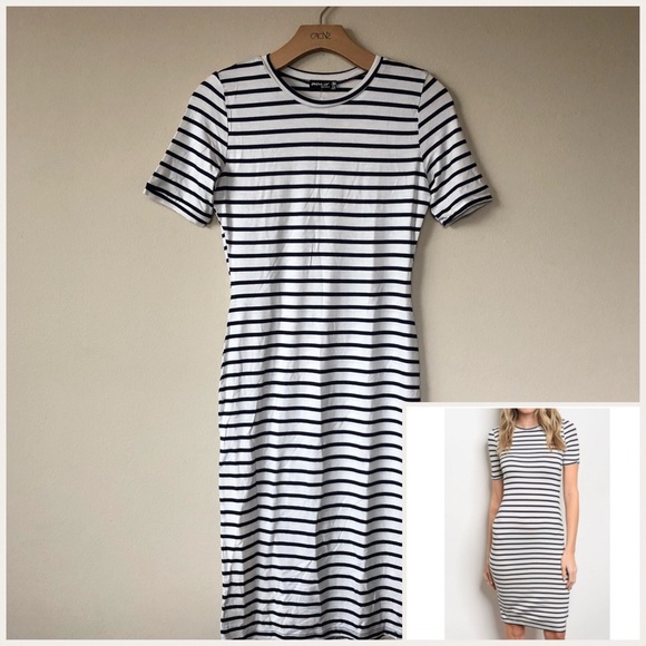 NWT-Black & White striped Bodycon dress - Picture 2 of 8